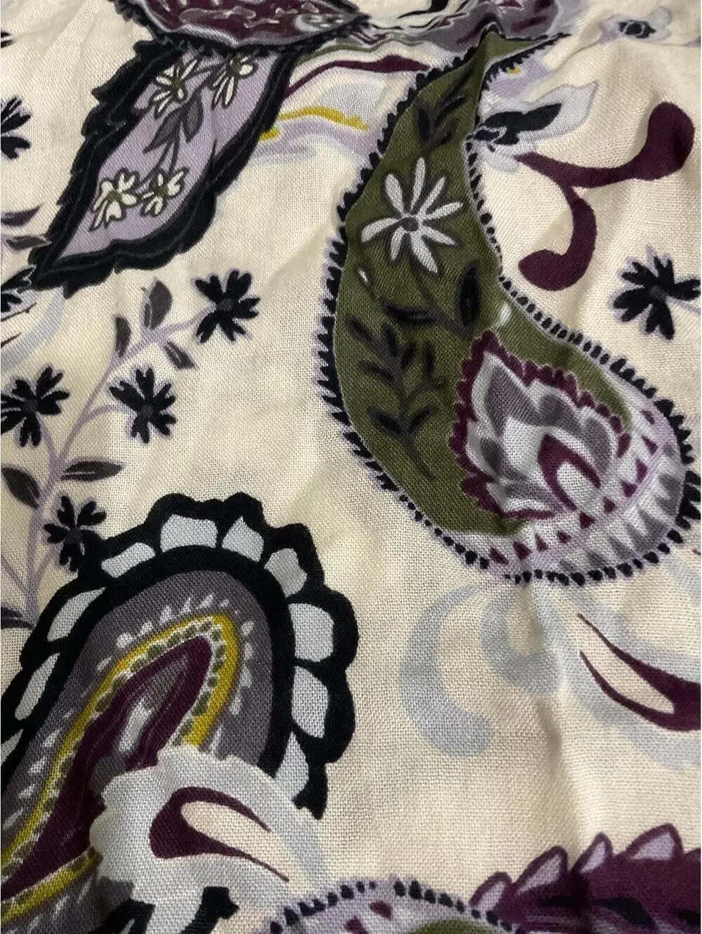 Women's Paisley Print Scarf with Frayed Hem 72” x 29”